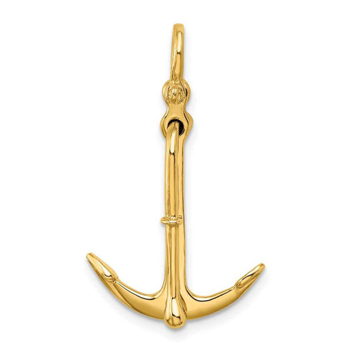 Image of 10K Yellow Gold 3-D Polished Anchor 2 Piece and Moveable Pendant