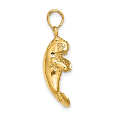 Image of 10k Yellow Gold 3-D Polished Manatee Pendant