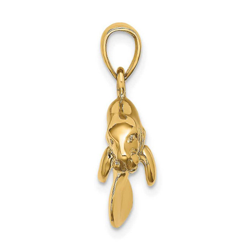 Image of 10k Yellow Gold 3-D Polished Swimming Manatee Pendant