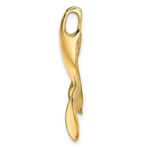 Image of 10K Yellow Gold 3-D Polished/Textured Whale Tail Pendant