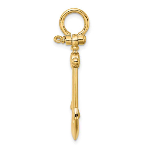 Image of 10K Yellow Gold 3-D Small Anchor w/ Shackle Bail Pendant