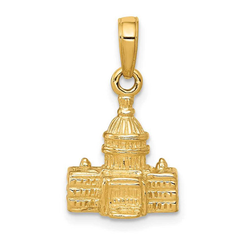 Image of 10K Yellow Gold 3-D Washington D.C. Capital Building Pendant