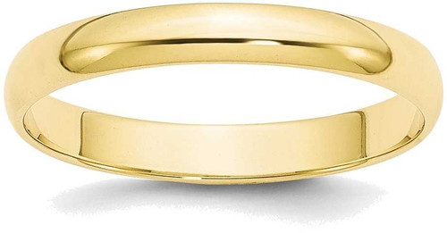 Image of 10K Yellow Gold 3mm Lightweight Half Round Band Ring