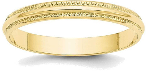 Image of 10K Yellow Gold 3mm Lightweight Milgrain Half Round Band Ring