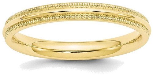 Image of 10K Yellow Gold 3mm Milgrain Comfort Fit Band Ring