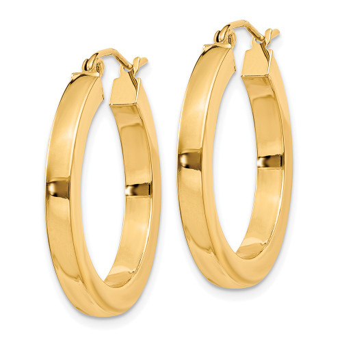 26.33mm 10k Yellow Gold 3mm Polished Square Hoop Earrings