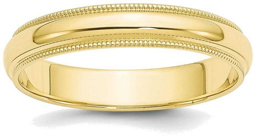 Image of 10K Yellow Gold 4mm Milgrain Half Round Band Ring