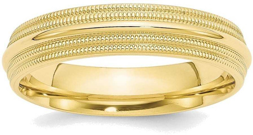 Image of 10K Yellow Gold 5mm Double Milgrain Comfort Fit Band Ring