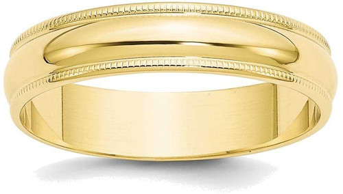 Image of 10K Yellow Gold 5mm Lightweight Milgrain Half Round Band Ring