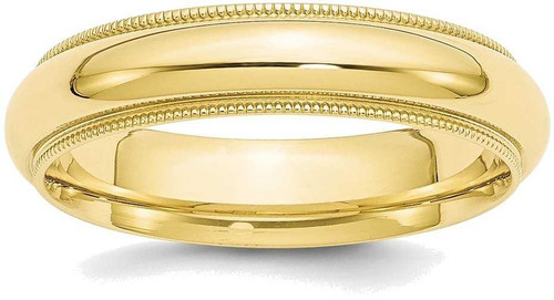 Image of 10K Yellow Gold 5mm Milgrain Comfort Fit Band Ring