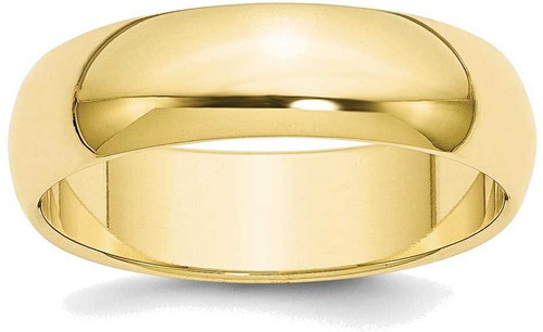 Image of 10K Yellow Gold 6mm Half Round Band Ring