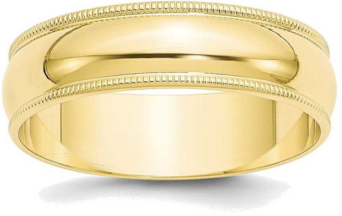 Image of 10K Yellow Gold 6mm Lightweight Milgrain Half Round Band Ring