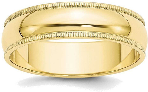 Image of 10K Yellow Gold 6mm Milgrain Half Round Band Ring