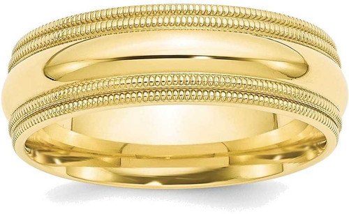 Image of 10K Yellow Gold 7mm Double Milgrain Comfort Fit Band Ring