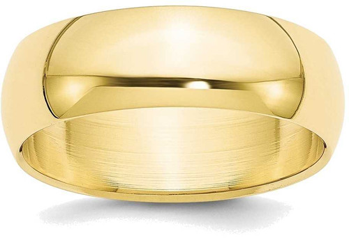 Image of 10K Yellow Gold 7mm Half Round Band Ring