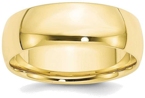 Image of 10K Yellow Gold 7mm Lightweight Comfort Fit Band Ring