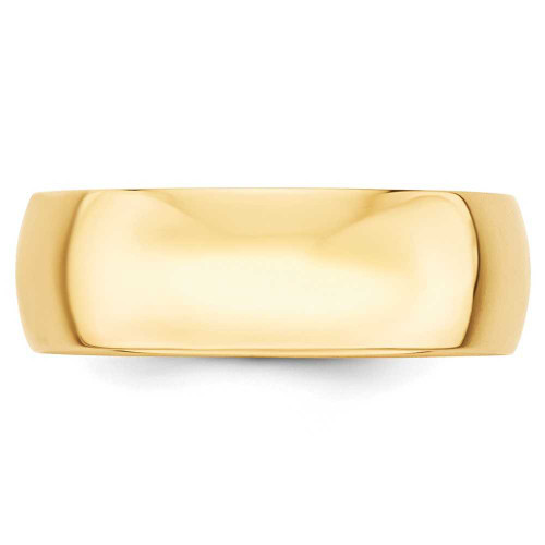 Image of 10K Yellow Gold 7mm Lightweight Half Round Band Ring