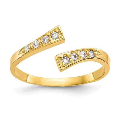 Image of 10K Yellow Gold 8 CZ Stone Bypass Toe Ring