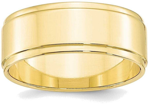 Image of 10K Yellow Gold 8mm Flat with Step Edge Band Ring