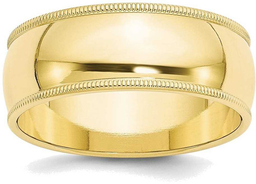 Image of 10K Yellow Gold 8mm Milgrain Half Round Band Ring