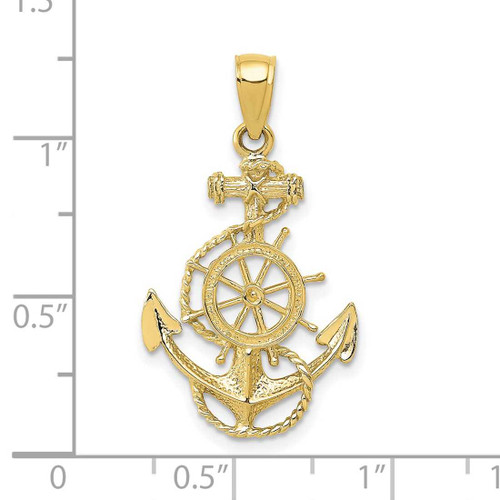 Image of 10k Yellow Gold Anchor and Wheel Pendant