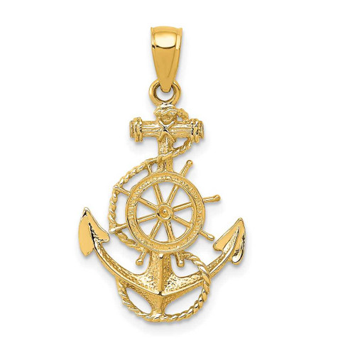 Image of 10k Yellow Gold Anchor and Wheel Pendant