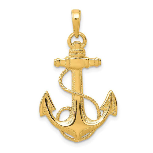 Image of 10k Yellow Gold Anchor w/ Rope Pendant