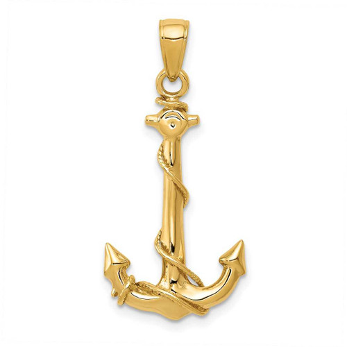 Image of 10K Yellow Gold Anchor w/Rope Pendant