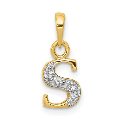 Image of 10K Yellow Gold and Rhodium Diamond Initial S Pendant