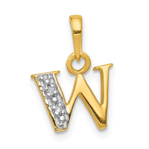 Image of 10K Yellow Gold and Rhodium Diamond Initial W Pendant