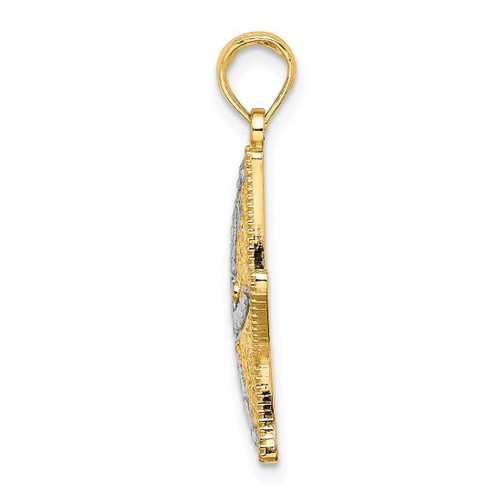 Image of 10K Yellow Gold and Rhodium Diamond-cut Small Starfish Pendant