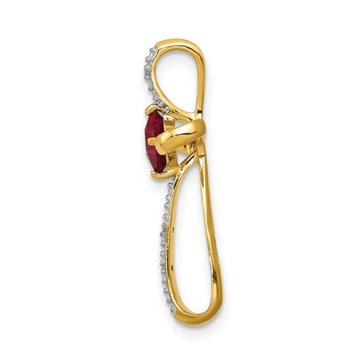 Image of 10k Yellow Gold and Rhodium Lab-Created Ruby and Diamond Cross Pendant