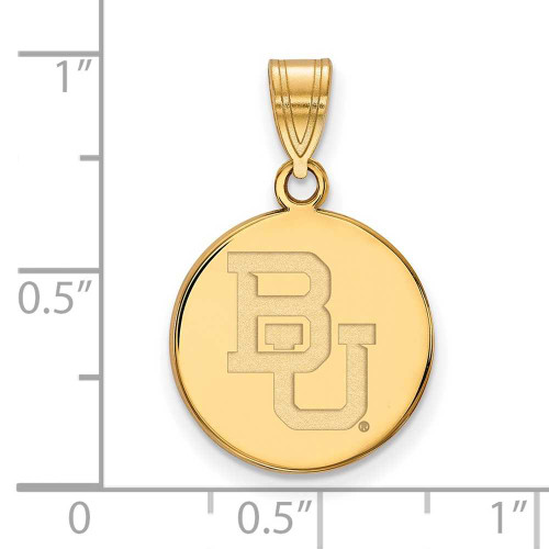 Image of 10K Yellow Gold Baylor University Medium Disc Pendant by LogoArt (1Y042BU)