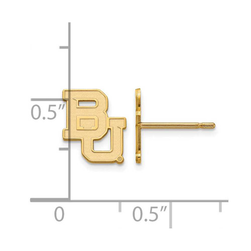 Image of 10K Yellow Gold Baylor University X-Small Post Earrings by LogoArt (1Y007BU)