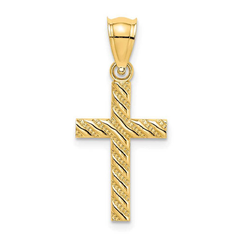 Image of 10k Yellow Gold Beaded and Polished Cross Pendant