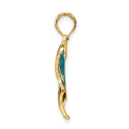 Image of 10K Yellow Gold Blue Enameled Butterfly Pendant