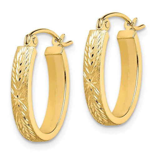 Image of 19mm 10k Yellow Gold Brushed Shiny-Cut Oval Hoop Earrings