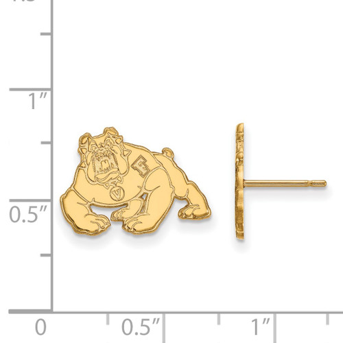 10K Yellow Gold California State University Fresno Small Post LogoArt Earrings
