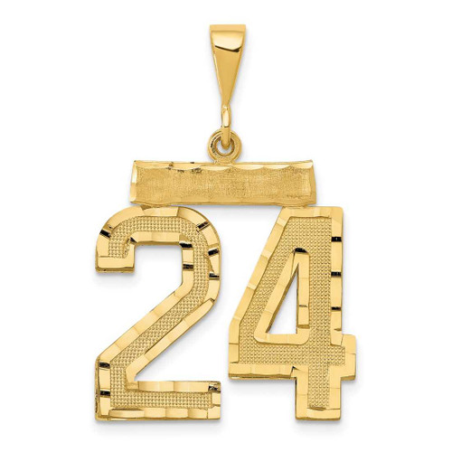 Image of 10K Yellow Gold Casted Large Diamond-cut Number 24 Pendant