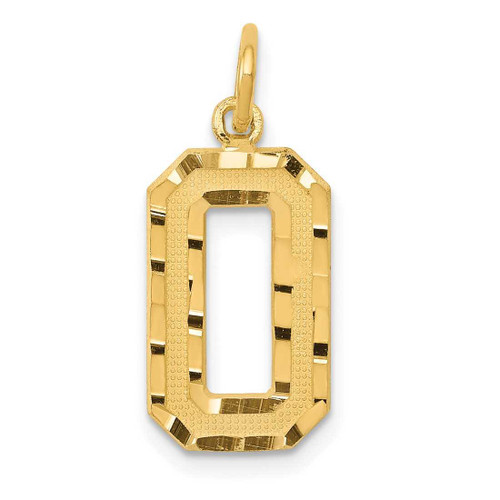 Image of 10K Yellow Gold Casted Medium Diamond-cut Number 0 Charm