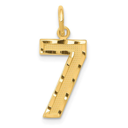Image of 10K Yellow Gold Casted Medium Diamond-cut Number 7 Charm