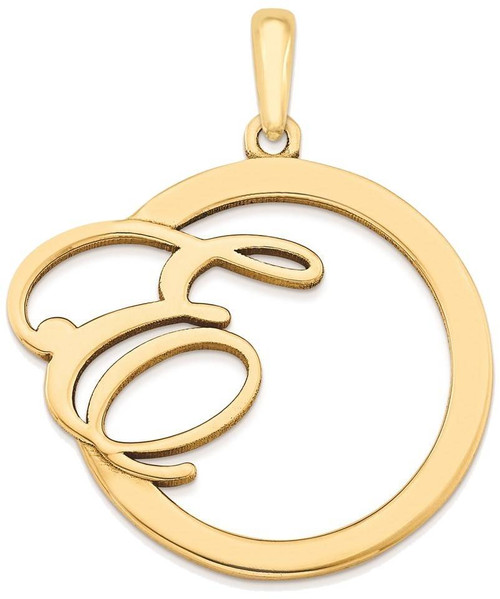 Image of 10k Yellow Gold Casted Polished & Satin Initial in Circle Pendant