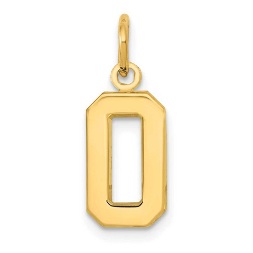 Image of 10K Yellow Gold Casted Small Polished Number 0 Charm