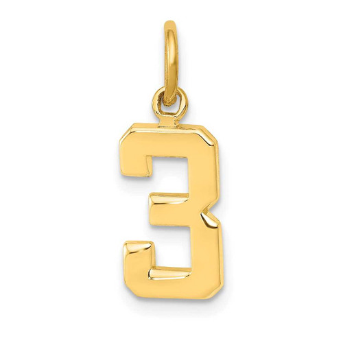 Image of 10K Yellow Gold Casted Small Polished Number 3 Charm