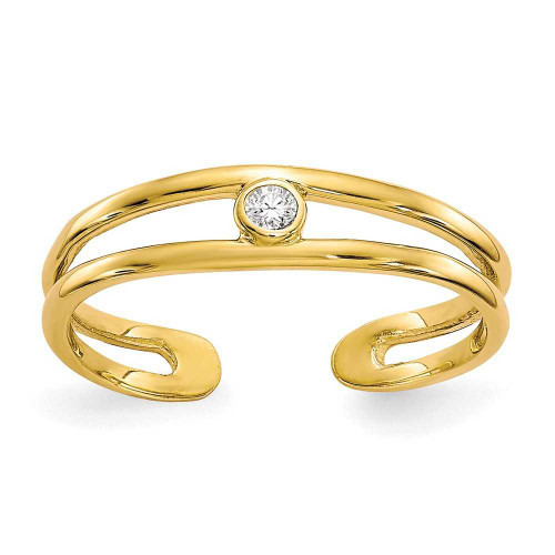 Image of 10K Yellow Gold Center Cutout Open Adjustable CZ Toe Ring