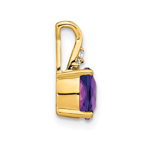 Image of 10K Yellow Gold Checkerboard Amethyst and Diamond Pendant