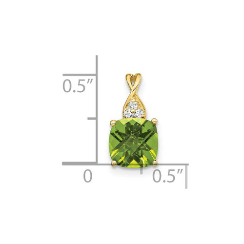 Image of 10K Yellow Gold Checkerboard Peridot and Diamond Pendant