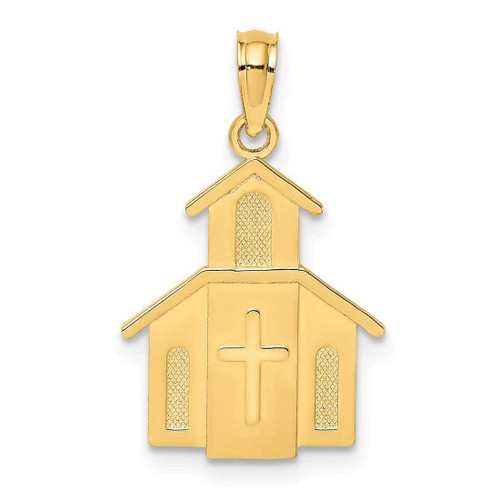 Image of 10K Yellow Gold Church w/ Cross On Door Pendant