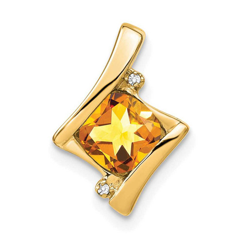 Image of 10K Yellow Gold Citrine and Diamond Pendant