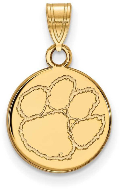 Image of 10K Yellow Gold Clemson University Small Disc Pendant by LogoArt